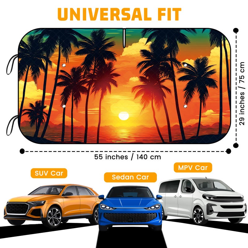 Pleneal Car Windshield Sun Shade  Foldable Windshield Cover Sunshade Front Window with Enhanced Sun Protection for Cars  SUVs  Hatchback (55"" x 29.5"") - Image 4